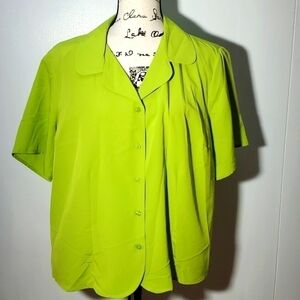 Studio 1940- Womens Lime Green Casual Dress Top Peter Pan collar Sz.1X